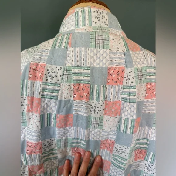 Vintage handmade patchwork Quilted duster Maxi swing coat Jacket sz S-L - Picture 12 of 16